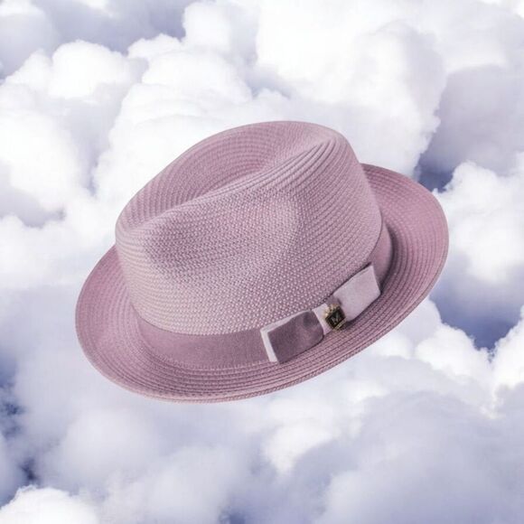 Montique Men MONTIQUE MENS MAUVE BRAIDED TWO TONE STINGY BRIM PINCH FEDORA HAT. H68.